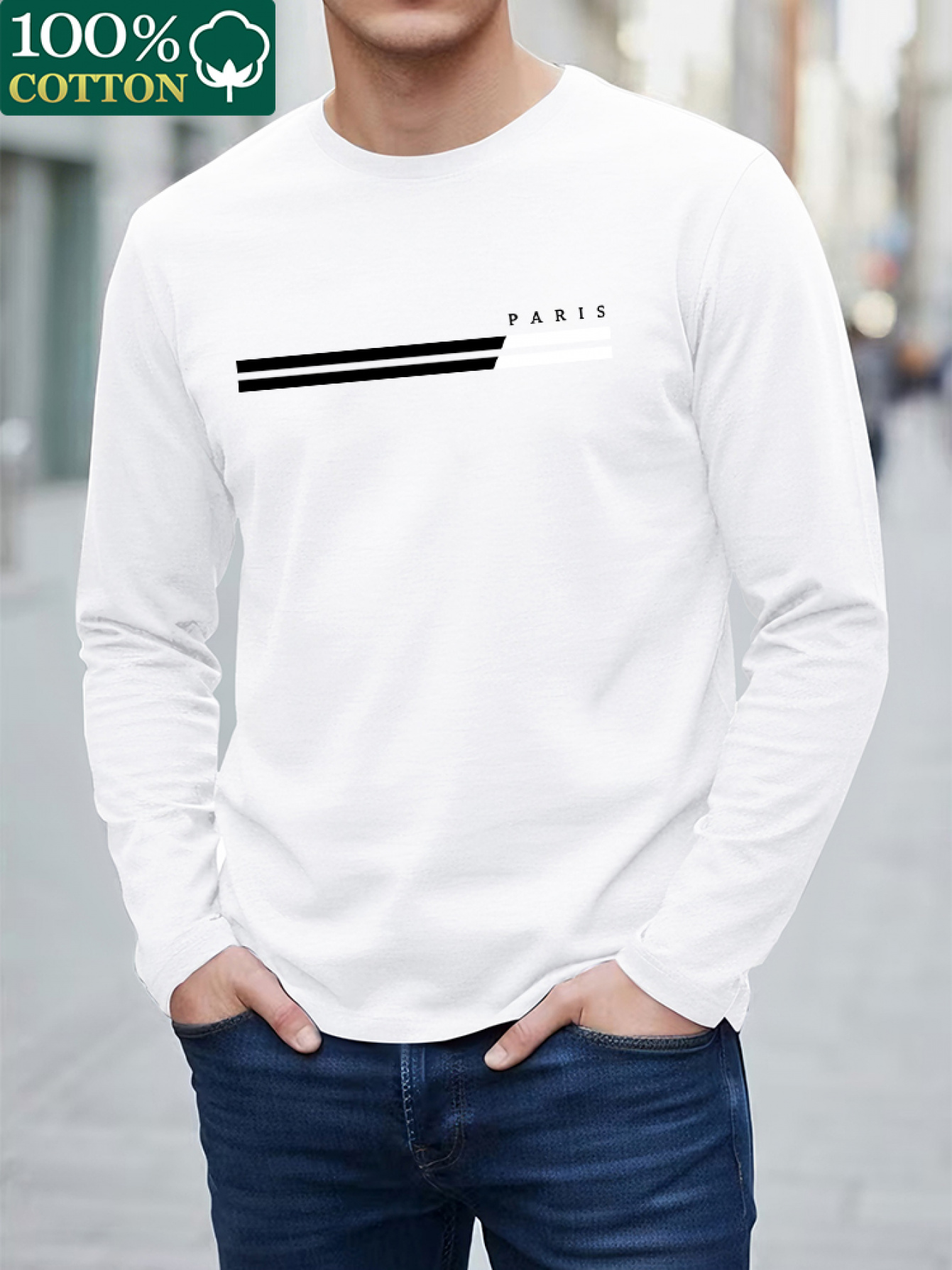 100 COTTONMen Crew Neck Long S - Undershirt Crew Neck review and price